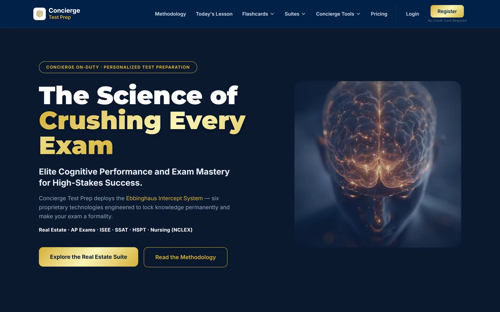 ConciergeTestPrep homepage: The Science of Crushing Every Exam